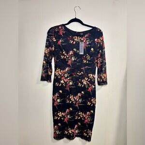 Vfshow Black Dress with Floral Accents